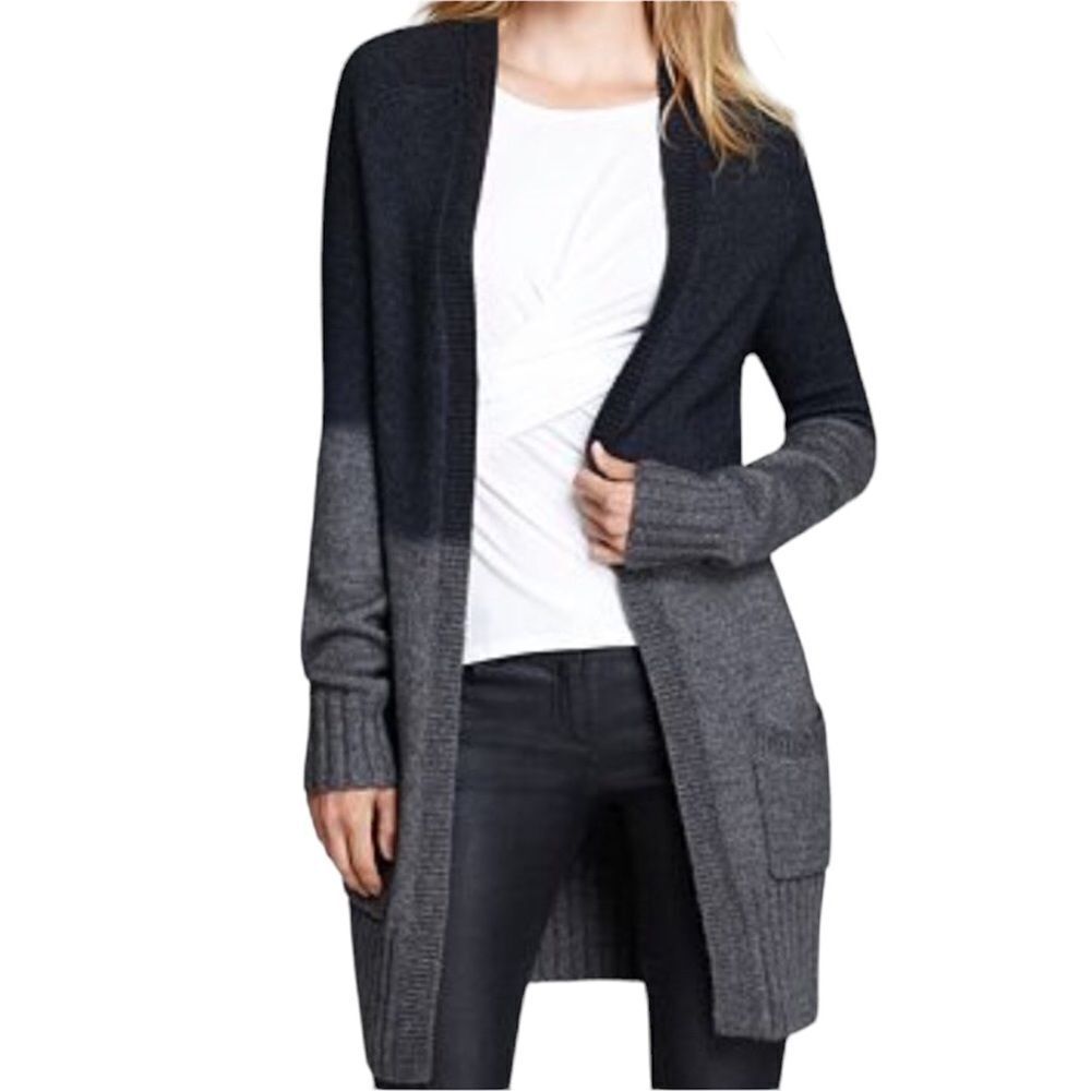 Theory Black And Gray Sweater Alpaca Wool And Silk Cardigan Style Size Small